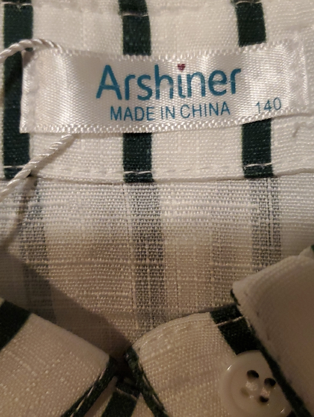 ARSHINER  NWT Striped Button-Up Shirt  in White & Dark Green Girls Size 10 - Picture 2 of 13